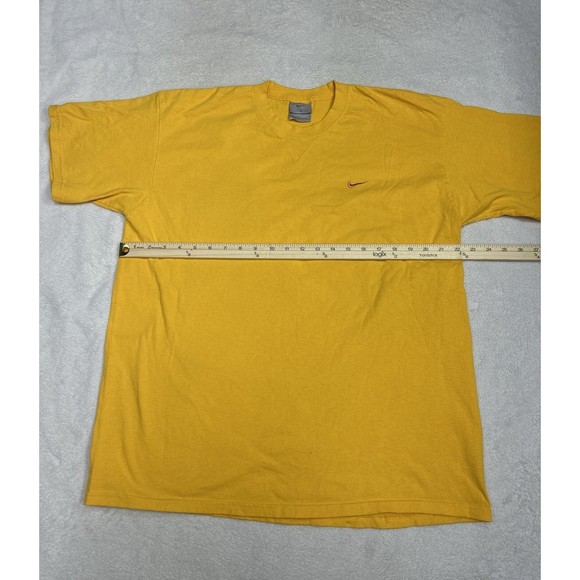 Vintage Y2K Nike Gray Tag Mini Swoosh Yellow T-Shirt Men's Size Large - Picture 5 of 7
